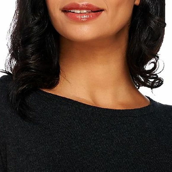 Sweater Dress H by Halston Heritage Black Gray Size XS Asymmetrical 3/4 Sleeve - Picture 2 of 5